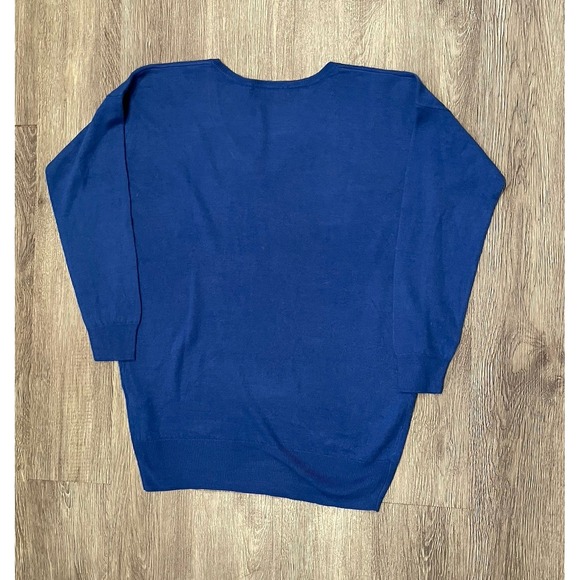 ZARA V-Neck Sweater Jumper 3/4 Sleeve Women's Size Medium Blue Pullover - Picture 5 of 5